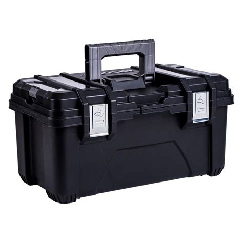 22 in plastic tool box with metal latches in black|black ridgid tool box.